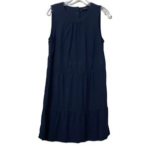 Vero Moda Navy Blue Tier Sleeveless Short Linen Dress
